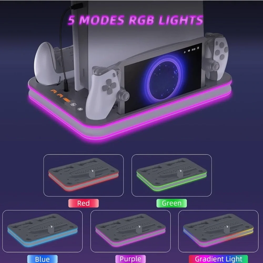 VR Headset Charging Station with LED Lights - Gray